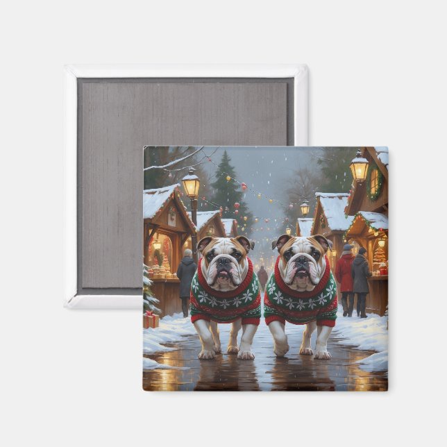 Imán Navidad de Bulldogs Snow Fiesta (Anverso/Reverso)
