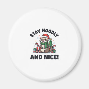 Imán Navidad de Hurón Divertida Quédate Noodly y Amable