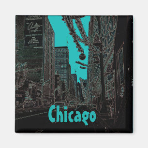 Imán Navidad de la calle del estado de Chicago @ 1967