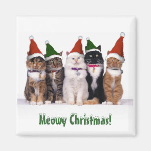 Imán "Navidad de Meowy!" Gatos en gorras