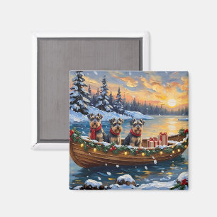 Imán Navidad de Schnauzer en Barco