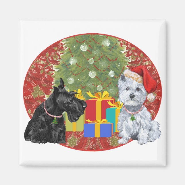 Imán Navidad de Scottie y Westie (Frente)