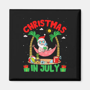 Imán Navidad de Verano en Julio - Santa Tropical Surfin