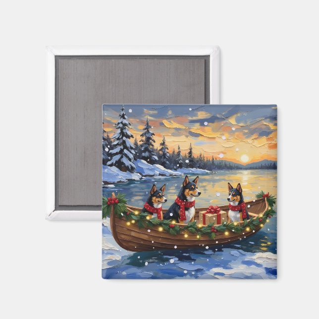 Imán Navidad del barco de Basenji (Anverso/Reverso)