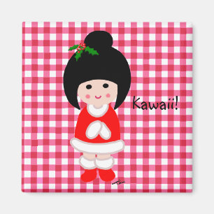Imán Navidad del chica de Kokeshi