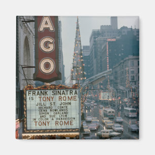 Imán Navidad del teatro 1967 de Chicago en la calle del