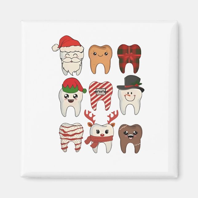 Imán Navidad Dental Divertida Dentista Fiesta (Frente)