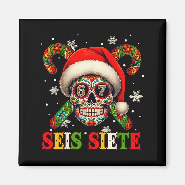 Imán Navidad Día De Los Muertos Azúcar Calavera Seis Si (Frente)