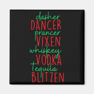 Imán Navidad Divertida Dasher Bailarín Prancer Vixen Bi