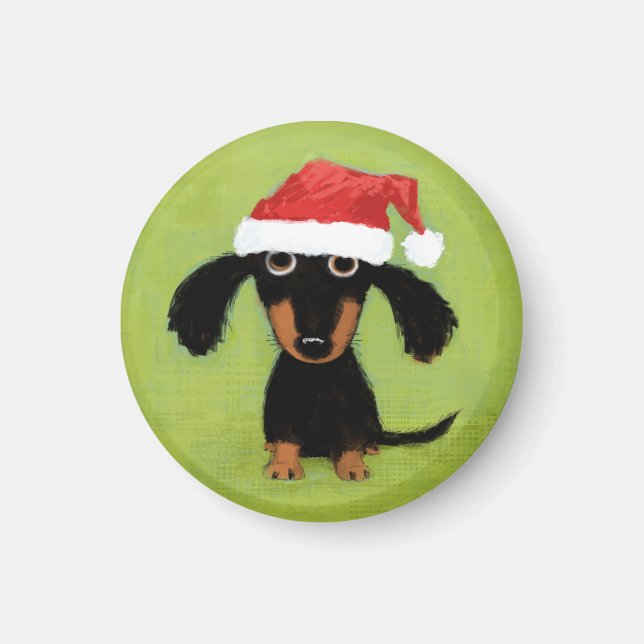 Imán Navidad divertida del navidad del Dachshund de (Frente)