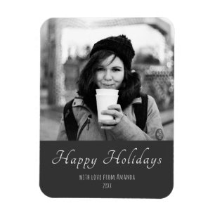 Imán Navidad en Blanco y Negro Foto Personalizada de Va