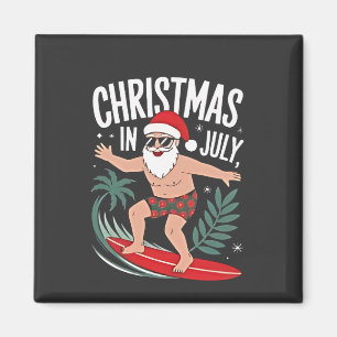 Imán Navidad en Julio Divertido Santa Surfista Vacacion