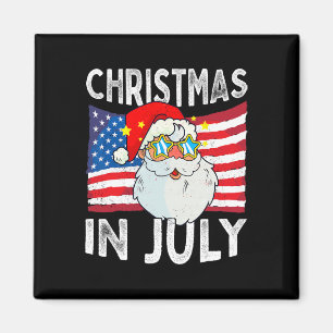 Imán Navidad En Julio Retro Hipster Divertido Santa Hom