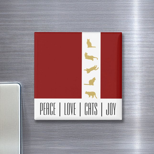 Imán Navidad Gato Amante Rojo Blanco Oro Moderno (Subido por el creador)