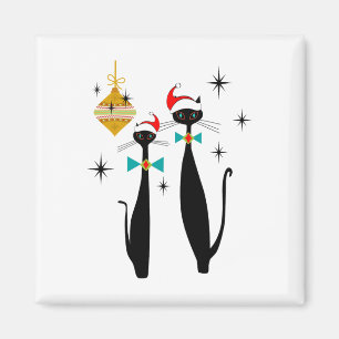 Imán Navidad Gato Genial Retro Moderno de Mitad de Sigl