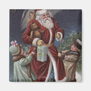Imán Navidad GreetingSanta con el paraguas