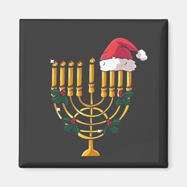 Imán Navidad Janucá judío Santa Menorá  (Frente)