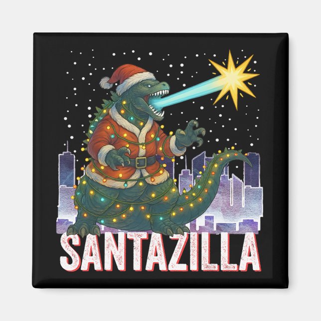 Imán Navidad Kaiju Santazilla Monstruo Japonés Dinosa (Frente)