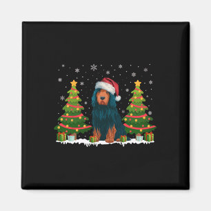 Imán Navidad: Luces por el agua del perro de Santa Hat