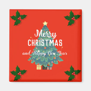 Imán Navidad moderna y feliz año nuevo
