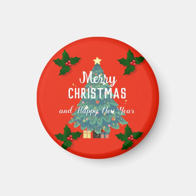 Imán Navidad moderna y feliz año nuevo (Frente)