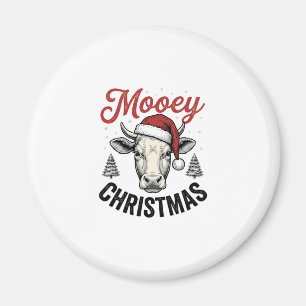 Imán Navidad Mooey Vaca Sombrero de Santa Grabado Antig