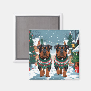 Imán Navidad Nieve Fiesta American Staffordshire 