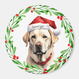 Imán Navidad perro amarillo labrador recuperador de San