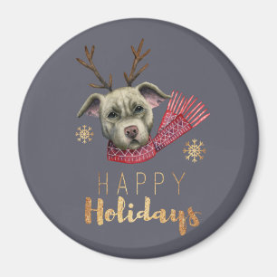 Imán Navidad Perro con Antlers Ilustracion acuarela