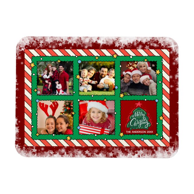 Imán Navidad personalizada con cinco fotos (Horizontal)