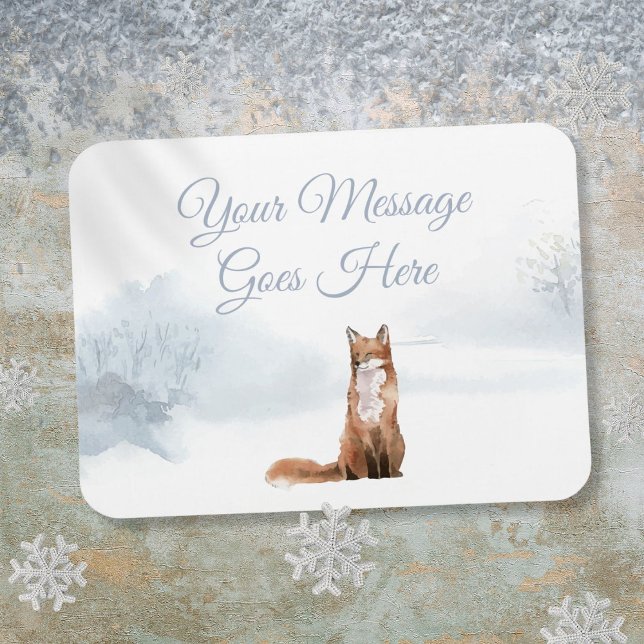 Imán Navidad personalizada del zorro del bosque de invi (Custom Winter Woodland Fox Christmas Holidays Magnet)