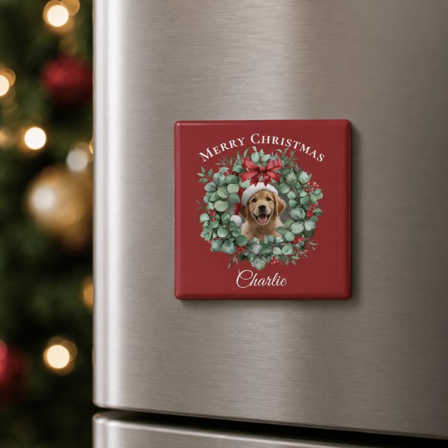 Imán Navidad personalizada para mascotas con corona y n (Subido por el creador)