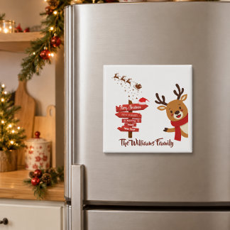 Imán Navidad Personalizada Reno Adorable