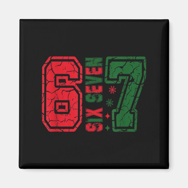 Imán Navidad Retro 67 Divertido Seis Siete Meme 6 7 Núm (Frente)