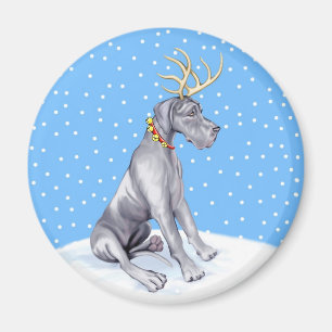 Imán Navidad UC azul del reno de great dane