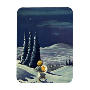 Imán Navidad Vintage, Ángel de la Nieve Caminando con u