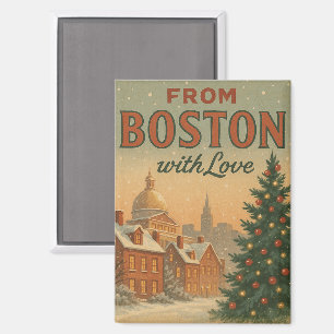 Imán Navidad Vintage De Boston Con Amor
