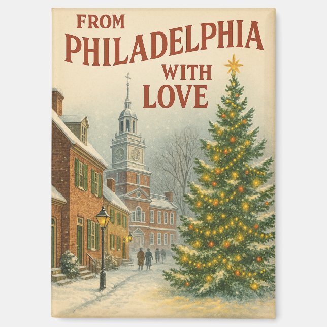 Imán Navidad Vintage De Filadelfia Con Amor (Anverso)