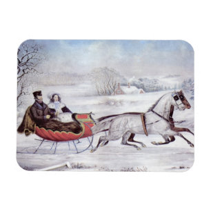 Imán Navidad Vintage, El Camino Invierno, Caballo de Tr