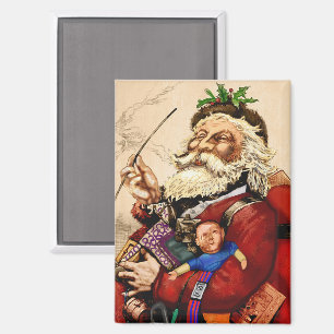 Imán Navidad Vintage, juguetes de pipa de Santa Claus v