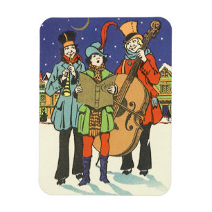 Imán Navidad vintage, músicos con música