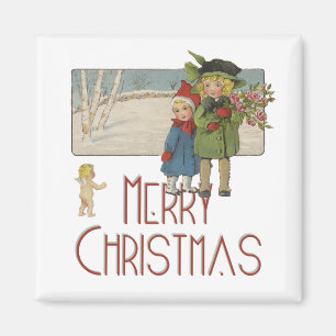 Imán Navidad Vintage Niños y Querubines