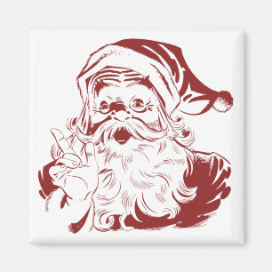 Imán Navidad vintage, Retro Jolly Santa Claus en rojo