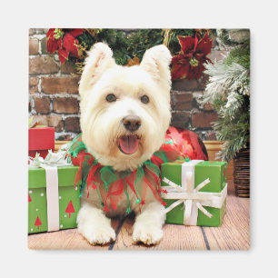 Imán Navidad - Westie - afortunado