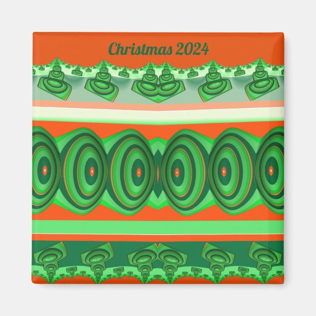 Imán NAVIDADES 2023 ~ 3D blanco rojo fractal ~ (Frente)