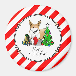 Imán Navidades 2 Pembroke Welsh Corgi (rojo 1) Tree Cut