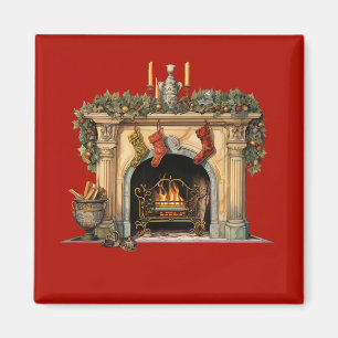 Imán Navidades acogedores de la chimenea de Victoria