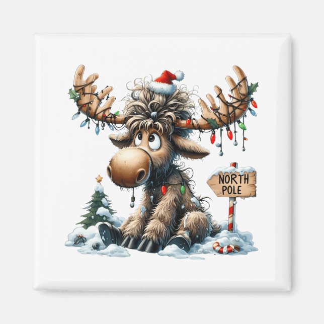 Imán Navidades Adorables Moose Merry Christmoose Hombre (Frente)