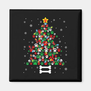 Imán Navidades adoran perro con hojas de navidad árbol