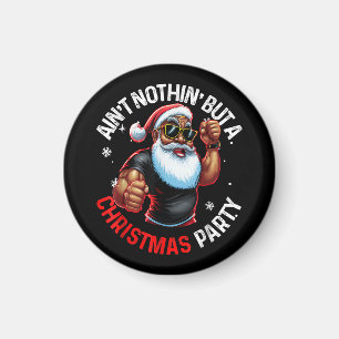 Imán Navidades afroamericanos de Santa Claus Pajama